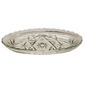 Anchor Hocking Prescut Clear Pickle Dish 8¾" Scollped Edge